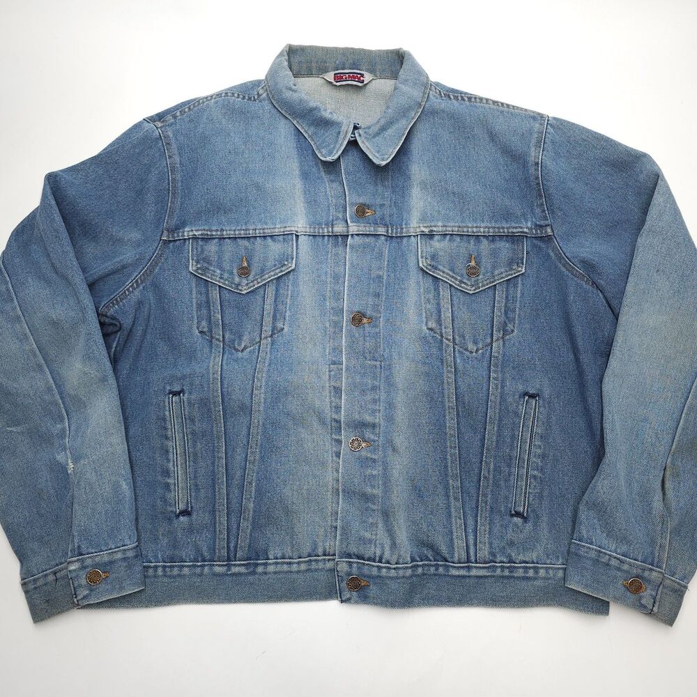 Vintage Big Mac Denim Jacket Mens Size XL Light Blue Distressed Perfectly Faded